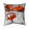Begin Home Decor 26 x 26 in. Red Flowers-Double Sided Print Indoor Pillow 5541-2626-FL53